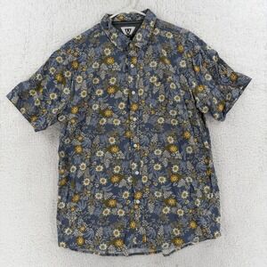 Vissla Shirt Mens Large Blue Floral Short Sleeve Button Front Casual Aloha